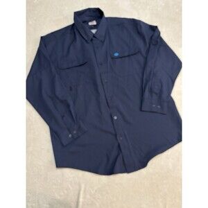 Heybo Shirt Mens XL Navy Blue Outdoor Hunting Fishing Long Sleeve Button Down